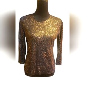 Elegant Gold & Black Women's Top - NWT